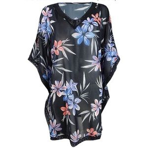 Swim Solutions Crochet-Trimmed Caftan Cover-Up